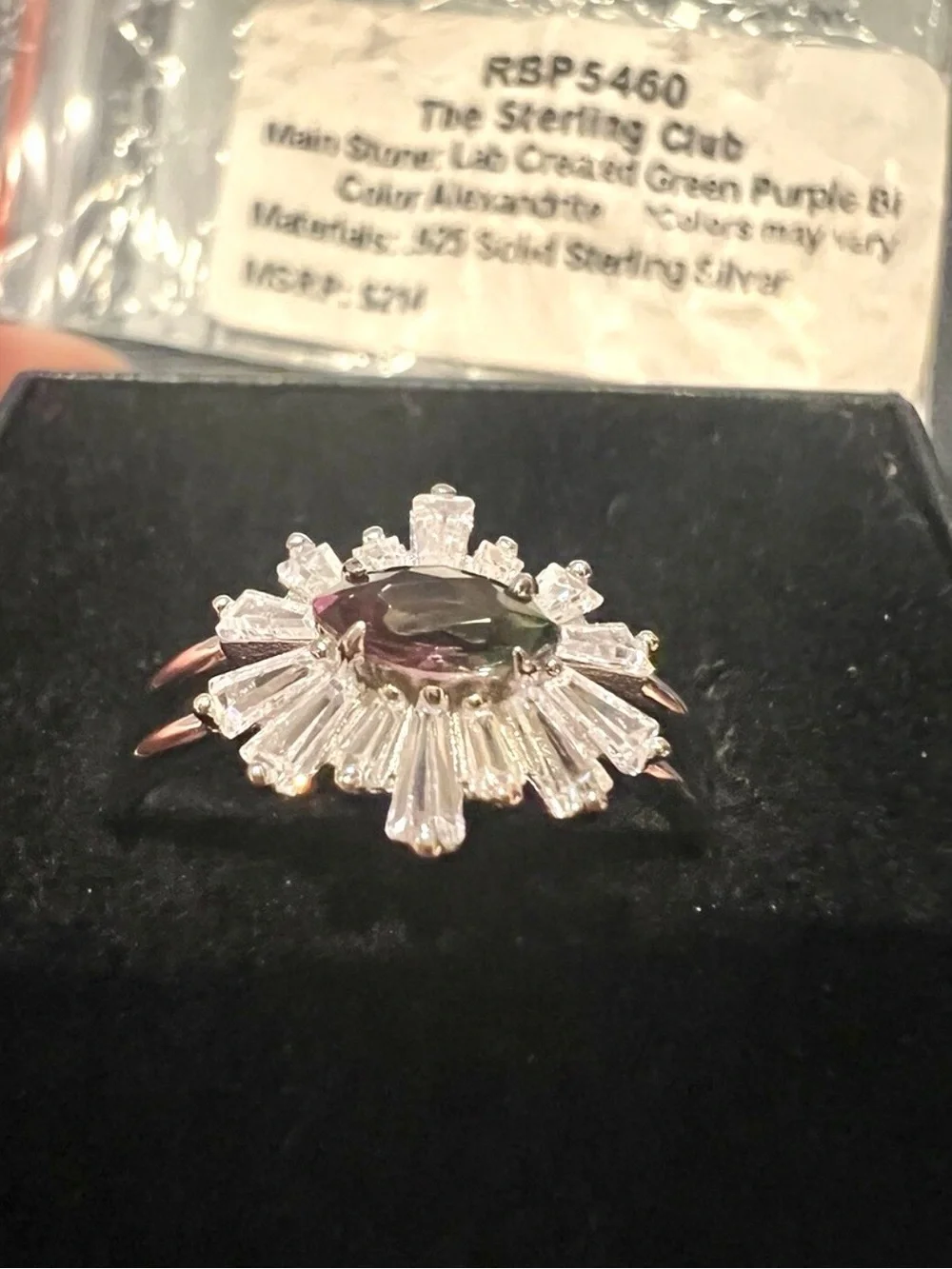 Bomb Party sz 7 NWT The Sterling Club solid .925 with Lab Alexandrite $214